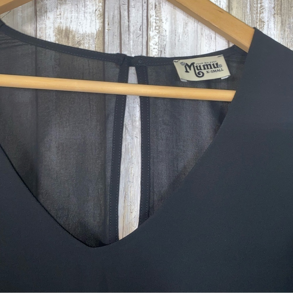 Show Me Your Mumu Nicolette Sheer Black Blouse Wide Sleeve Boho Western XS - Picture 4 of 8